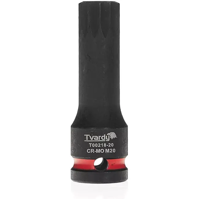 Tvardy slagdop splineprofiel M20 - chroom-molybdeenstaal - vierkantopname 12,7 mm - zwart - voor slagmoersleutel, auto en industrie