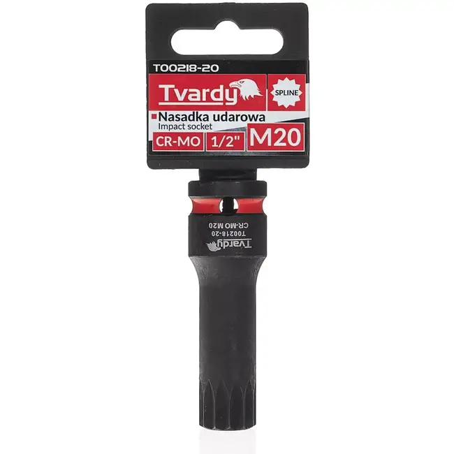 Tvardy slagdop splineprofiel M20 - chroom-molybdeenstaal - vierkantopname 12,7 mm - zwart - voor slagmoersleutel, auto en industrie
