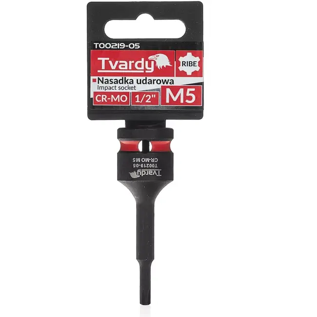 Tvardy Slagdop ribe M5 - chroom-molybdeenstaal - opname 12,7 mm - zwart - voor slagmoersleutel - auto, machinebouw en montagewerk