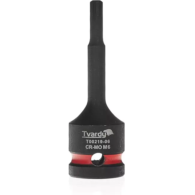 Tvardy slagdop ribe M6 - chroom-molybdeenstaal - impactbestendig - aansluiting 12,7 mm - zwart - voor slagmoersleutel, auto- en machinebouw