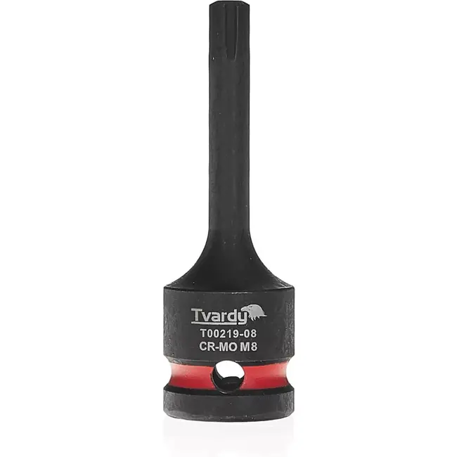 Tvardy slagdop ribe M8 - chroom-molybdeen staal - impactbestendig - aandrijving 12,7 mm - zwart - voor slagmoersleutel, autowerkplaats en machinebouw