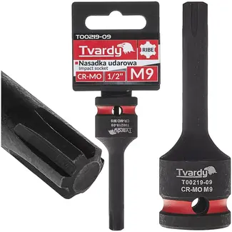 Tvardy Slagdop ribe M9 - chroom-molybdeenstaal - aansluiting 12,5 mm vierkant - zwart - voor auto- en industrieel gebruik met slagmoersleutel