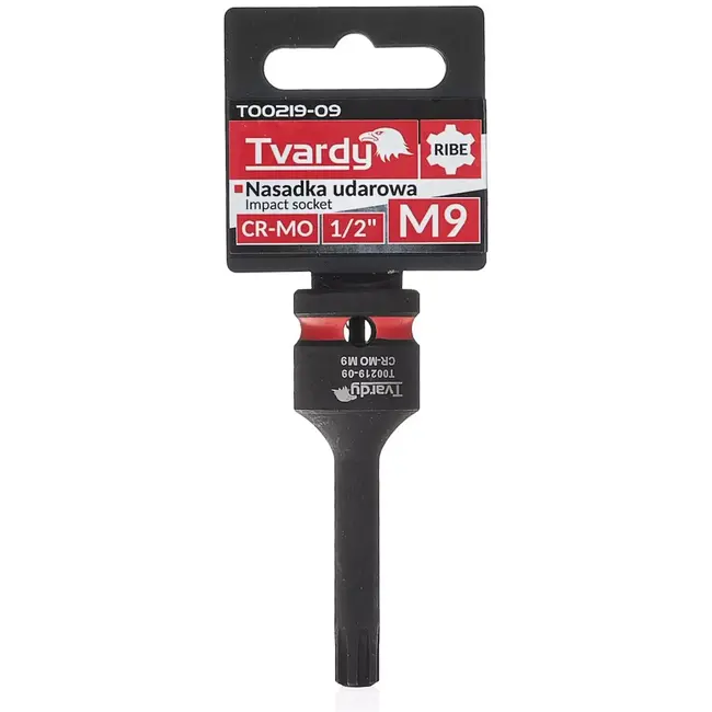 Tvardy Slagdop ribe M9 - chroom-molybdeenstaal - aansluiting 12,5 mm vierkant - zwart - voor auto- en industrieel gebruik met slagmoersleutel