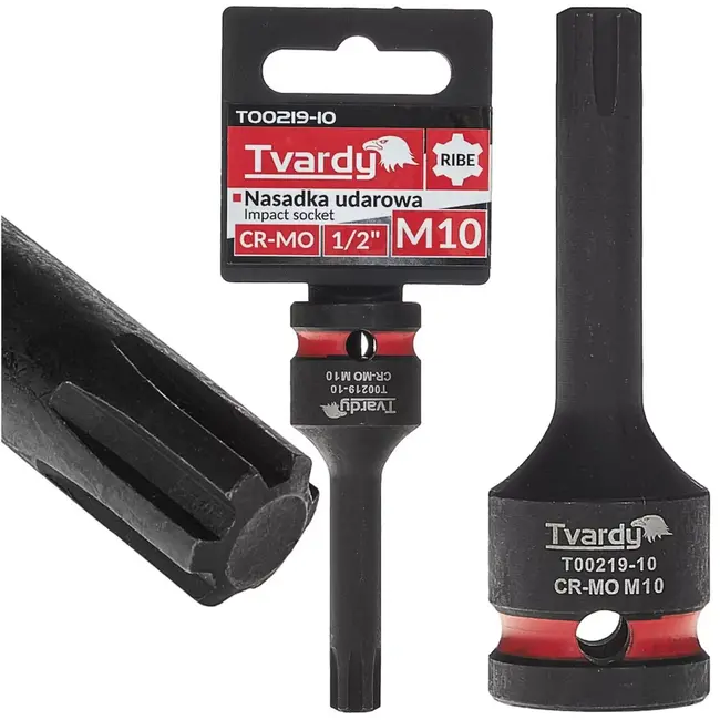 Tvardy slagdop RIBE M10 - chroom-molybdeenstaal - aansluiting 12,7 mm vierkant - voor slagsleutel - zwart - autowerkplaats en machinebouw