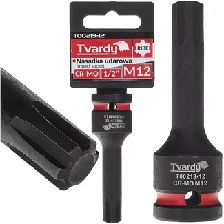 Tvardy slagdopbit ribe m12 - chroom-molybdeenstaal - aansluiting vierkant 12,7 mm - zwart - voor slagmoersleutel, auto- en machinebouw