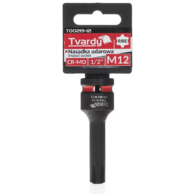 Tvardy slagdopbit ribe m12 - chroom-molybdeenstaal - aansluiting vierkant 12,7 mm - zwart - voor slagmoersleutel, auto- en machinebouw