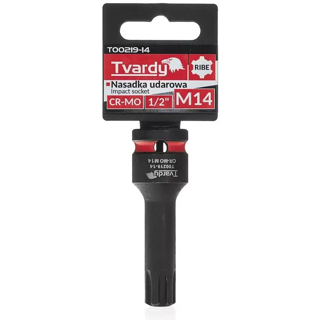 Tvardy Slagdop ribe M14 - chroom-molybdeenstaal - voor slagmoersleutels - aandrijving 12,7 mm - zwart - auto- en machinebouw