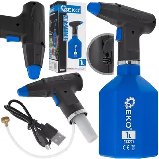 GEKO Oplaadbare plantenspuit - kunststof - verstelbare sproeistraal - 1 liter - blauw-zwart - tot 2 uur werktijd - voor tuin, balkon en kas