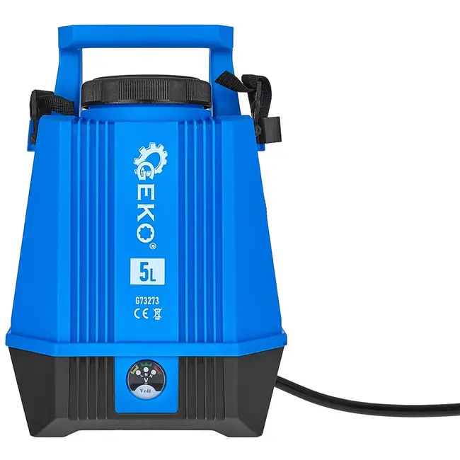 GEKO accu drukspuit 5 liter - kunststof - telescopische lans 60-90 cm - regelbare druk - blauw/zwart - voor tuin, kas en desinfectie