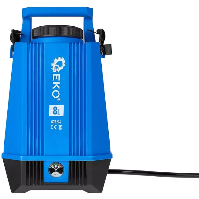 GEKO Drukspuit op accu - kunststof - regelbare druk en telescooplans 60-90 cm - 8 liter - blauw/zwart - voor tuin, kas, reiniging en gewasbescherming