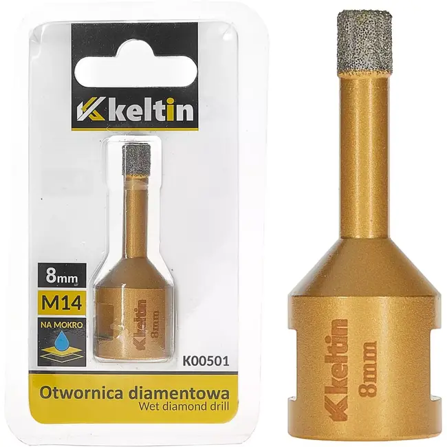 Keltin Diamant tegelboor 8 mm - M14 schroefdraad voor haakse slijper - met wasvulling - nat en droog boren in porselein, keramiek, graniet en marmer