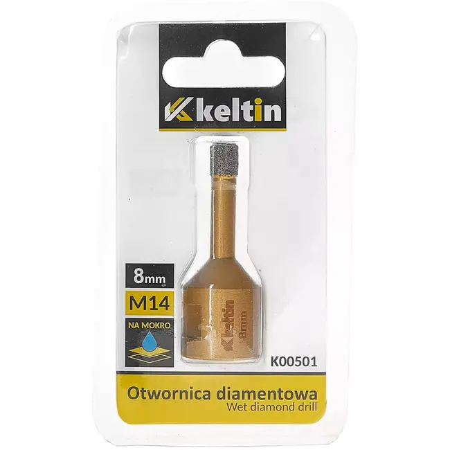 Keltin Diamant tegelboor 8 mm - M14 schroefdraad voor haakse slijper - met wasvulling - nat en droog boren in porselein, keramiek, graniet en marmer