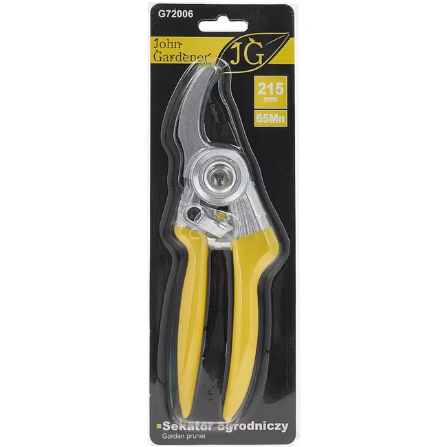 John Gardener snoeischaar - mangaanstaal 65Mn - langs elkaar snijdende messen - 21,5 cm - antislip handgreep, veiligheidspal - voor vers hout