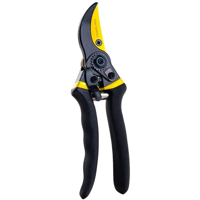 John Gardener Snoeischaar met scharende messen - mangaanstaal - antislip handgreep en veiligheidsvergrendeling - 21 cm - zwart-geel - voor verse scheuten in tuin en kas