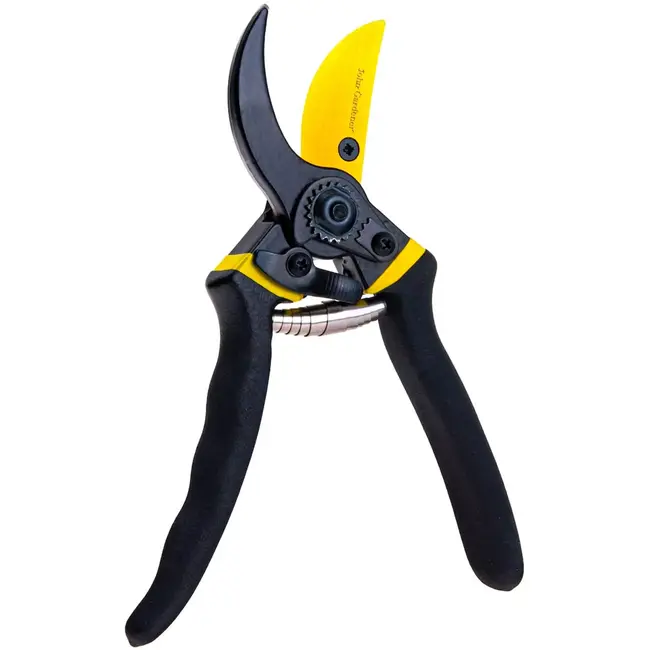 John Gardener Snoeischaar met scharende messen - mangaanstaal - antislip handgreep en veiligheidsvergrendeling - 21 cm - zwart-geel - voor verse scheuten in tuin en kas