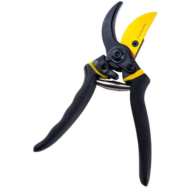 John Gardener Snoeischaar met scharende messen - mangaanstaal - antislip handgreep en veiligheidsvergrendeling - 21 cm - zwart-geel - voor verse scheuten in tuin en kas