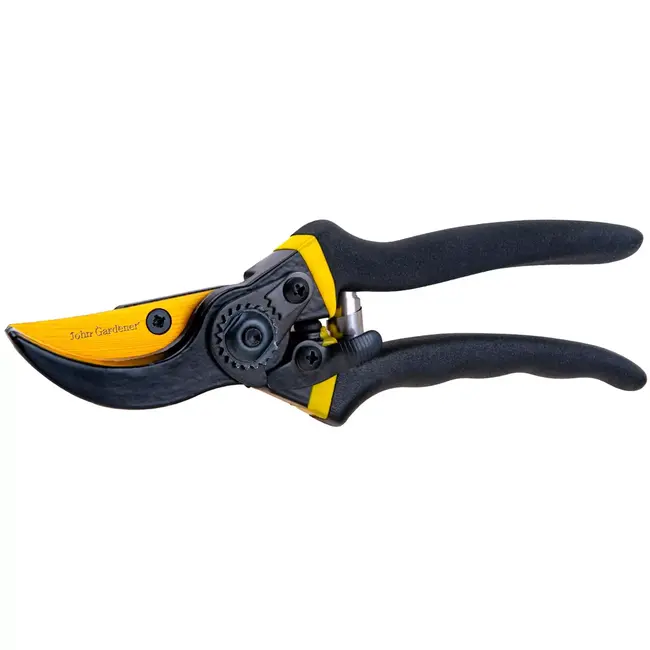 John Gardener Snoeischaar met scharende messen - mangaanstaal - antislip handgreep en veiligheidsvergrendeling - 21 cm - zwart-geel - voor verse scheuten in tuin en kas