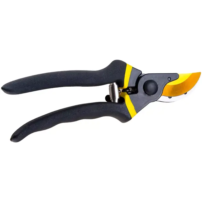 John Gardener Snoeischaar met scharende messen - mangaanstaal - antislip handgreep en veiligheidsvergrendeling - 21 cm - zwart-geel - voor verse scheuten in tuin en kas