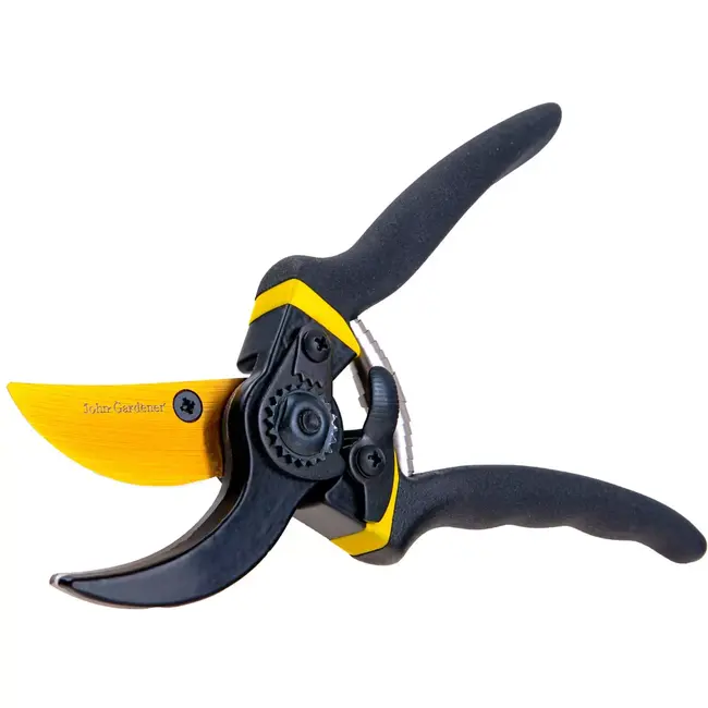 John Gardener Snoeischaar met scharende messen - mangaanstaal - antislip handgreep en veiligheidsvergrendeling - 21 cm - zwart-geel - voor verse scheuten in tuin en kas