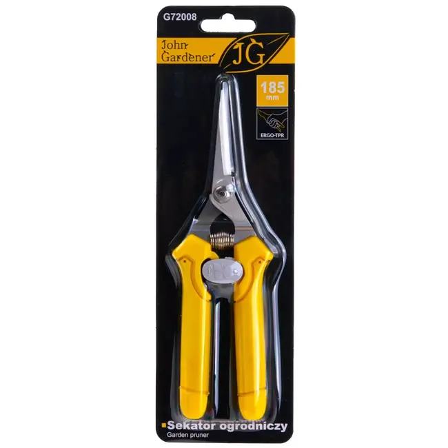 John Gardener Snoeischaar - metalen bladen - passerende messen voor precieze sneden - 18,5 cm totaal, snijlengte 5 cm - geel - voor levende scheuten, bloemen en kruiden