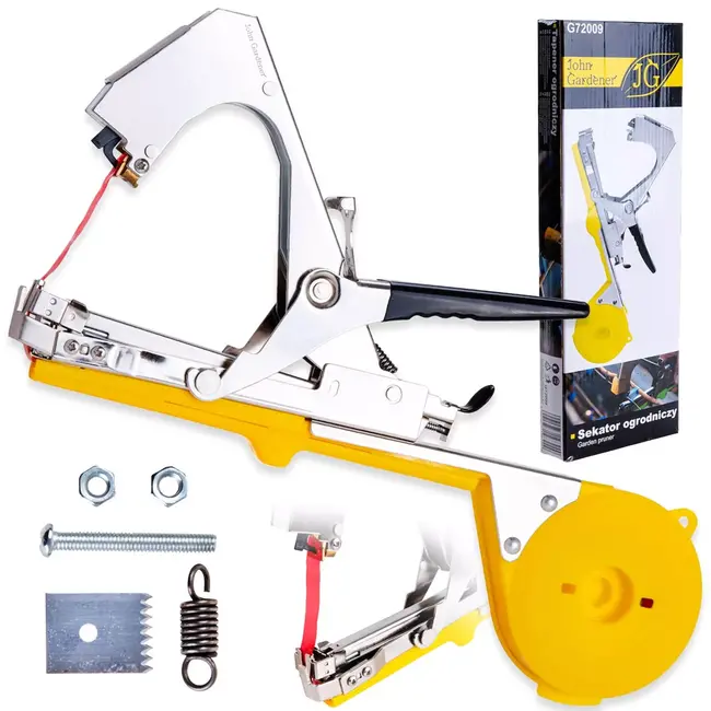 John Gardener Bindtang voor planten - metaal en kunststof - snel binden, tape 10 mm en nietjes 6 x 4 mm - 32 x 20 cm - voor kas, tuin, tomaten en druiven