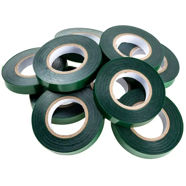 John Gardener Bindtape voor bindtang - kunststof - rolbreedte 70 mm, lengte 22 m, diameter 10 mm - groen - 10 stuks - voor snel planten opbinden in tuin en kas
