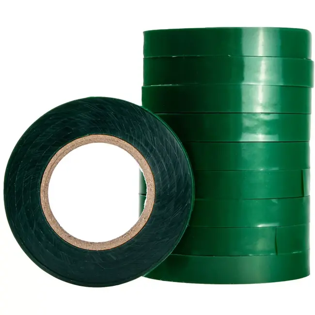 John Gardener Bindtape voor bindtang - kunststof - rolbreedte 70 mm, lengte 22 m, diameter 10 mm - groen - 10 stuks - voor snel planten opbinden in tuin en kas