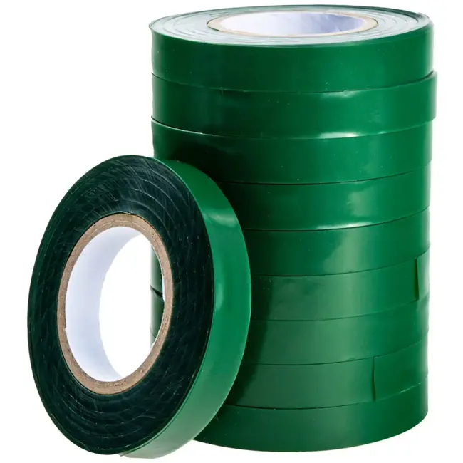 John Gardener Bindtape voor bindtang - kunststof - rolbreedte 70 mm, lengte 22 m, diameter 10 mm - groen - 10 stuks - voor snel planten opbinden in tuin en kas