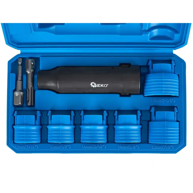 GEKO reinigingsborstelset voor wielbouten en wielpennen van auto's - metaal - 12/13/14/16/22/28 mm - zwart - 9-delig - adapters voor boormachine en sds-plus