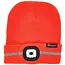 GEKO gebreide wintermuts - acryl - met oplaadbare ledlamp 150 lumen via usb en reflecterende band - universele maat - oranje - voor hardlopen, fietsen en buitenwerk