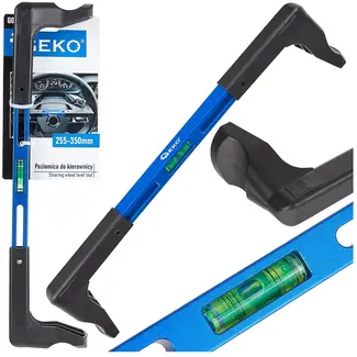 GEKO Stuurwiel uitlijnhulp - aluminium - met waterpas en verstelbare klem - 25,5–35 cm - blauw - voor nauwkeurig centreren bij wieluitlijning