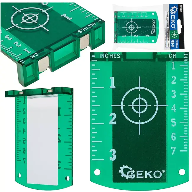 GEKO Doelplaat voor kruislijnlaser - abs - magnetisch met dubbele magneet voor verhoogde zichtbaarheid - 7 × 10 cm (70 × 100 mm) - groen - afbouw en plafondmontage
