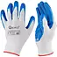 GEKO Werkhandschoenen polyester met latexcoating - maat 7 - wit-blauw - 12 stuks - sterke grip voor magazijn, bouw, montage en tuinwerk
