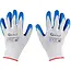GEKO Werkhandschoenen polyester met latexcoating - maat 7 - wit-blauw - 12 stuks - sterke grip voor magazijn, bouw, montage en tuinwerk