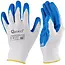 GEKO werkhandschoenen polyester met latexcoating - sterke grip en ademend - maat 8 - wit-blauw - 12 stuks - voor bouw, magazijn, montage en tuinwerk