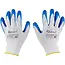 GEKO werkhandschoenen polyester met latexcoating - sterke grip en ademend - maat 8 - wit-blauw - 12 stuks - voor bouw, magazijn, montage en tuinwerk