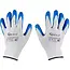 GEKO werkhandschoenen - gebreid polyester met latexcoating - sterke grip en bescherming - maat 10 - wit-blauw - 12 stuks - voor bouw, magazijn, montage en tuin