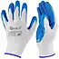 GEKO werkhandschoenen - polyester met latexcoating - extra grip en ventilatie - maat 11 - wit-blauw - 12 stuks - voor bouw, magazijn, montage en tuinwerk