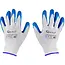 GEKO werkhandschoenen - polyester met latexcoating - extra grip en ventilatie - maat 11 - wit-blauw - 12 stuks - voor bouw, magazijn, montage en tuinwerk