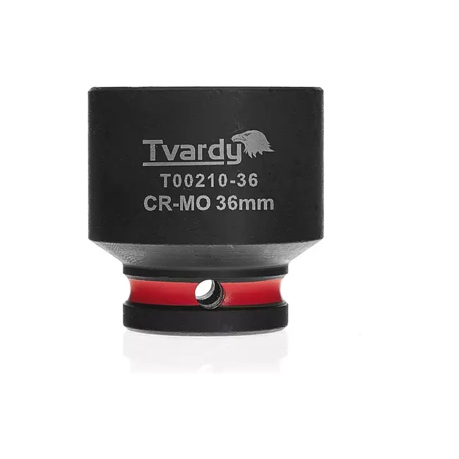 Tvardy Slagdop kort - chroom-molybdeenstaal - zeskant 36 mm - opname 12,7 mm vierkant - zwart - voor zwaar los- en vastdraaien met slagmoersleutel in autowerkplaats