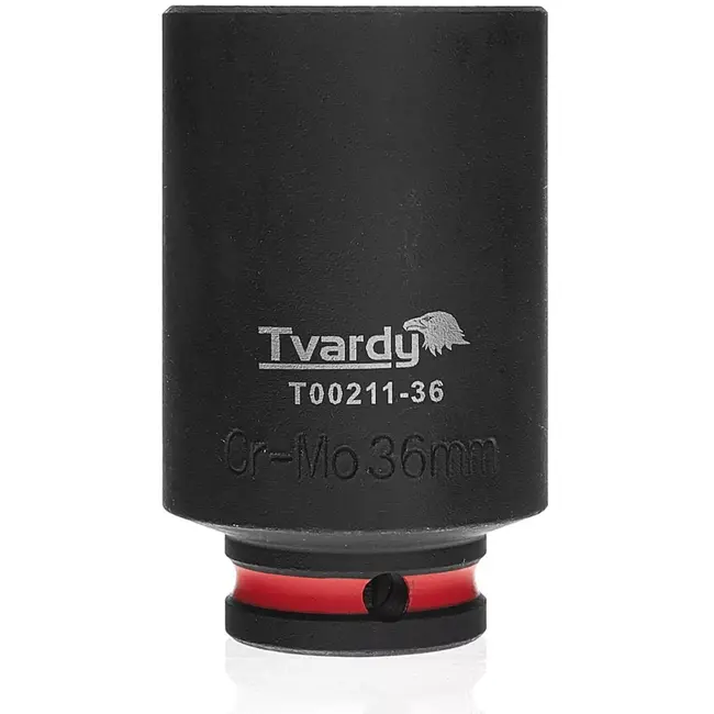 Tvardy slagdop lang zeskant 36 mm - chroom-molybdeenstaal - 12,7 mm aandrijving - zwart - voor slagmoersleutel, diepgelegen moeren en auto- en industriewerk