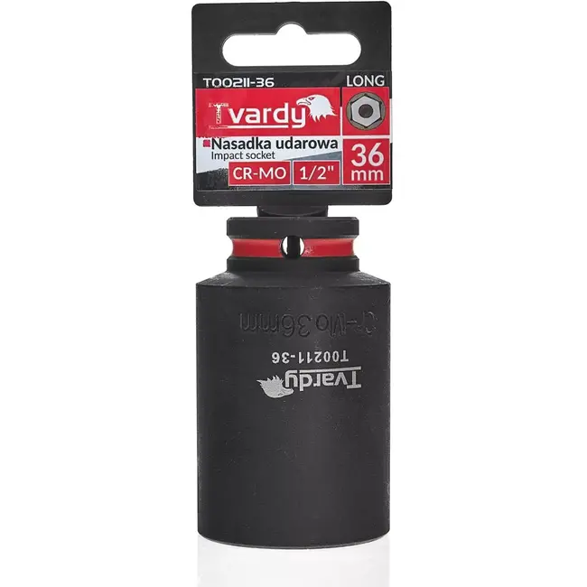 Tvardy slagdop lang zeskant 36 mm - chroom-molybdeenstaal - 12,7 mm aandrijving - zwart - voor slagmoersleutel, diepgelegen moeren en auto- en industriewerk