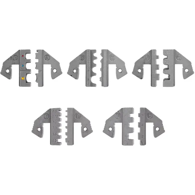 GEKO Krimptang set - gehard staal - wisselbekken, instelbare krimpkracht - 22 cm - zwart - 6-delig - voor kabelschoenen en adereindhulzen in voertuigen