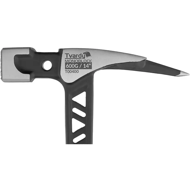 Tvardy timmermansklauwhamer - staal uit een stuk - trillingsdempende greep, getand slagvlak en magnetische spijkerhouder - 36 cm - zwart-rood - dakdekker en timmerwerk