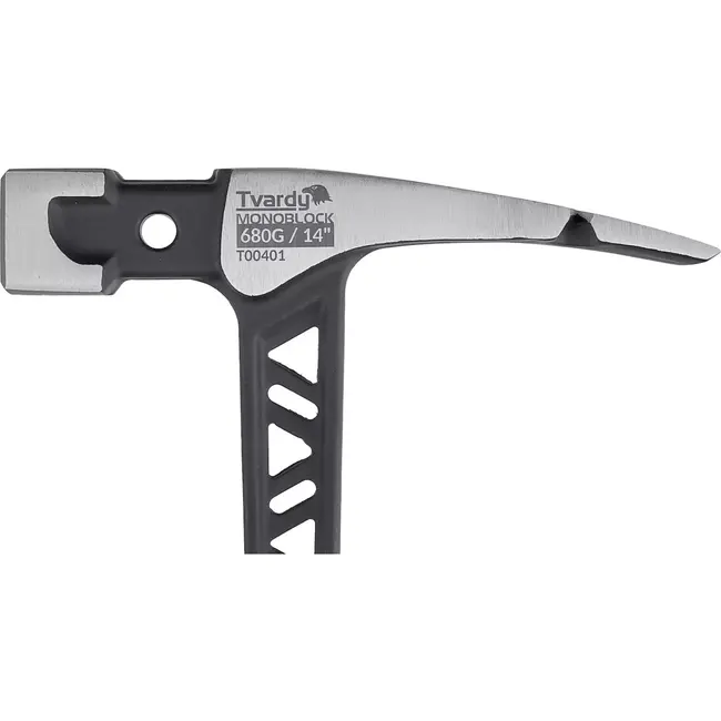 Tvardy Metselhamer - monoblok staal met beitelblad en schokdempende antislip greep - 36 cm - zwart-rood - 680 g - voor metselwerk, steenbewerking en sloop