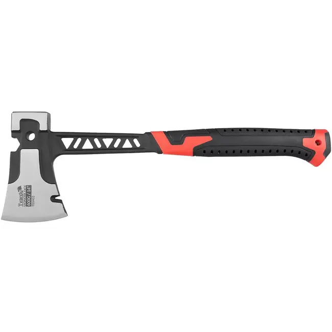 Tvardy Bijl met hamerkop twee-in-een - staal uit een stuk - trillingsdempende antislip greep - 36 cm - zwart-rood - hout hakken en wiggen inslaan - bouw, tuin