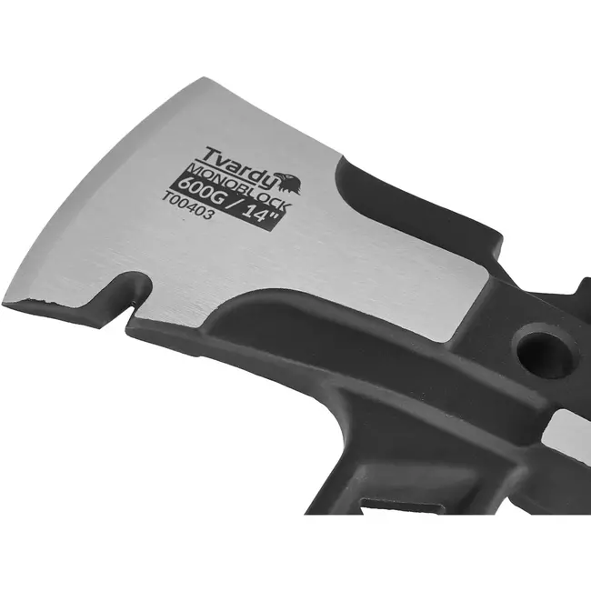 Tvardy Bijl met hamerkop twee-in-een - staal uit een stuk - trillingsdempende antislip greep - 36 cm - zwart-rood - hout hakken en wiggen inslaan - bouw, tuin