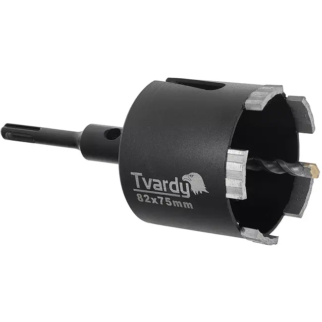 Tvardy diamantboorkroon - turbo-gesegmenteerd - 82 mm - 4 segmenten 10 mm, centreerboor, sds-plus adapter m16 - voor beton, gewapend beton, baksteen, natuursteen