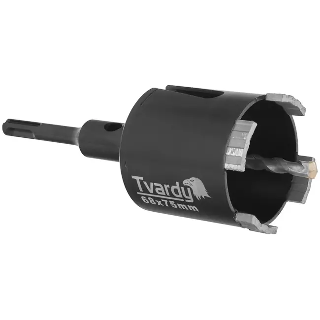 Tvardy Dozenboor - diamant - turbo, 4 segmenten 10 mm, pilotboor - 68 mm (6,8 cm) - grijs - snel boren in beton en baksteen, SDS-plus