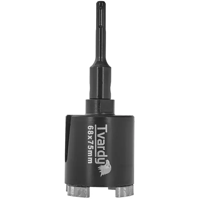 Tvardy Dozenboor - diamant - turbo, 4 segmenten 10 mm, pilotboor - 68 mm (6,8 cm) - grijs - snel boren in beton en baksteen, SDS-plus